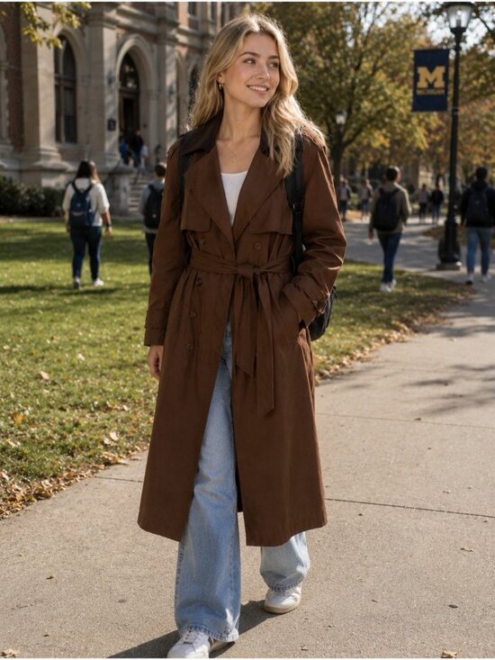 Abercrombie & Fitch Jackets & Blazers - Abercrombie Fitch Women Blend Maxi Trench Coat Brown M 48" NWT $160 Belted Long